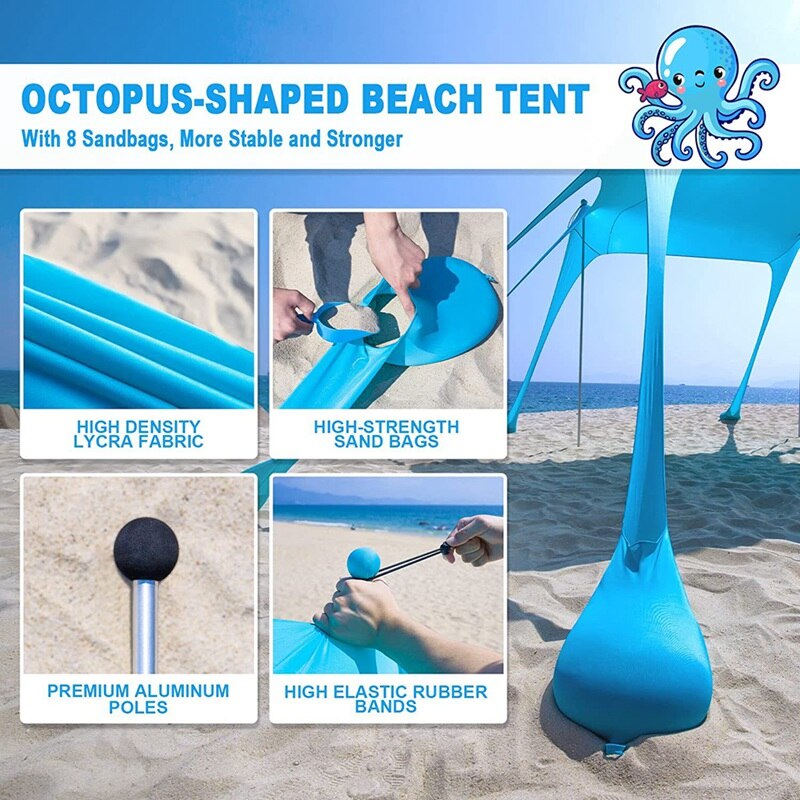 Cheap Goat Tents Family Beach Tent Sunshade Outdoor Windproof UV Protection Sun Shelter Camping Hiking Fishing Picnic Tent Sun proof Lycra Fabric   
